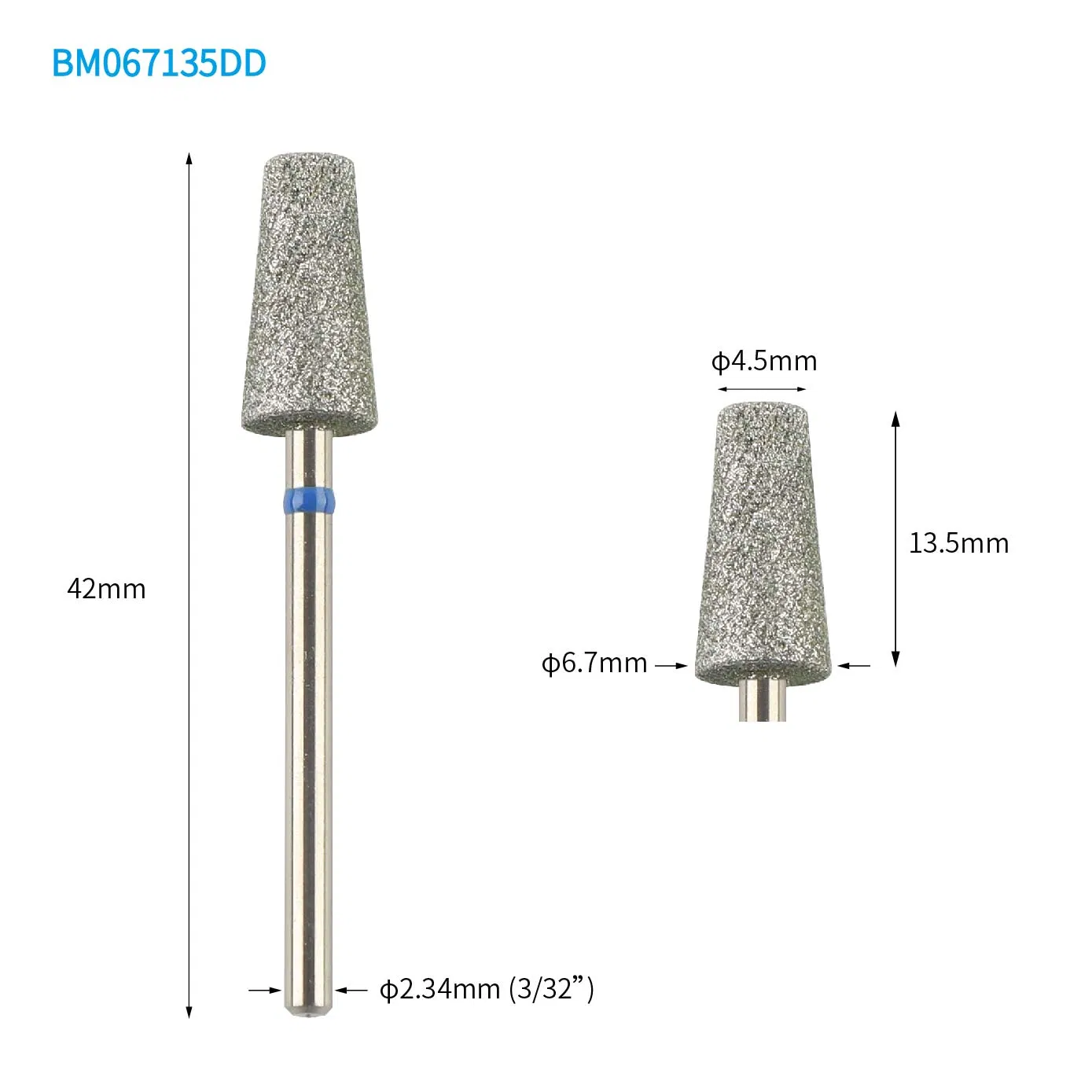 Chip Dust Clogging Free Knurling Head Electroplated Diamond Taper Barrel Nail Drill Bit