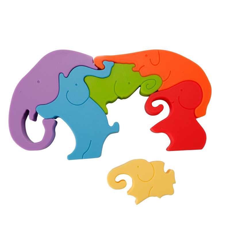 Wholesale Food Grade Educational Toddlers Infant Toys Baby Silicone Elephant Puzzle Toy