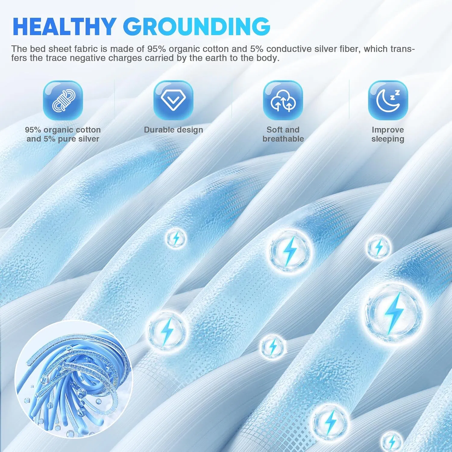 Grounding Sheets, Grounded Sheet Earth Connected Bedding Fitted Earth Sheets with Grounding Cord