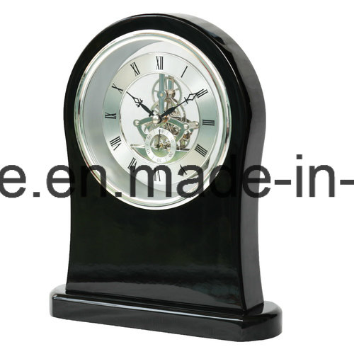Black Piano Finish Luxury Wooden Desk/Tablek Decoration Skeleton Clock