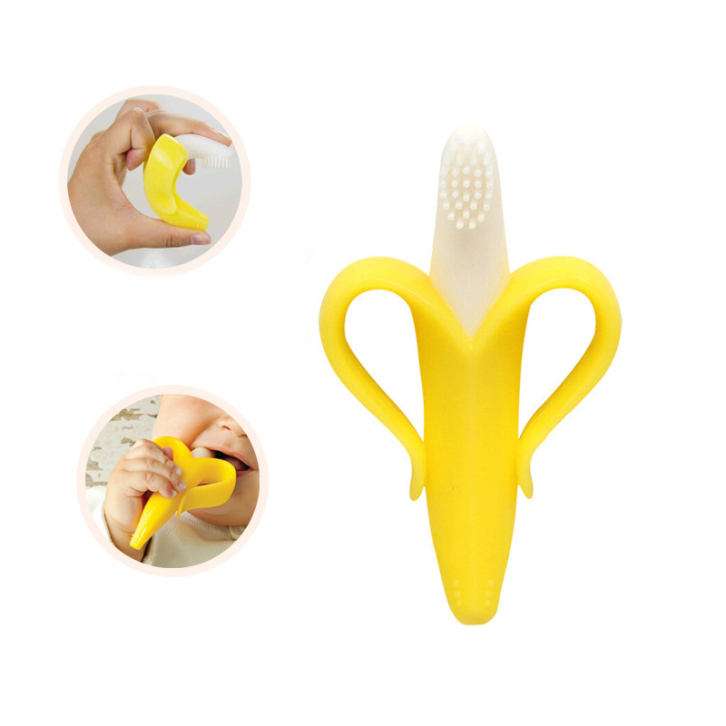 Soft Banana Fruit Rubber Chewing Toy Silicone Newborn Baby Infant Teether