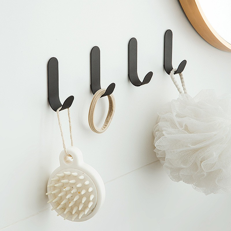 Настенный крючок для одежды черный, без сверления