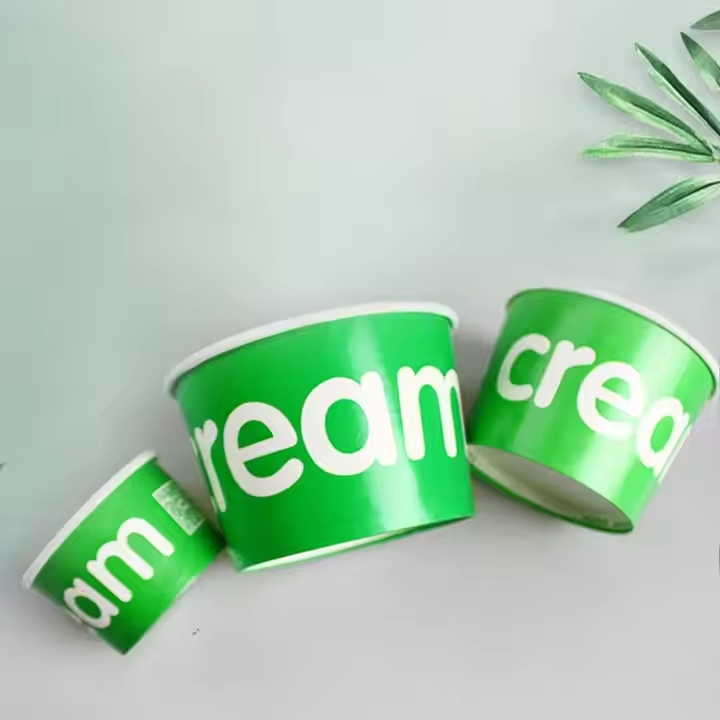 Customized Disposable Paper Bowl with Lid PE Lamination Paper Ice Cream Cup
