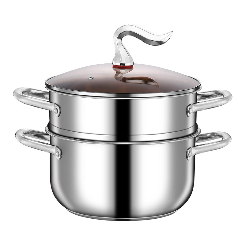 Stainless Steel Double - Layer Steamer Pot, Food Steamer Cookware, Multipurpose Cooking Pot