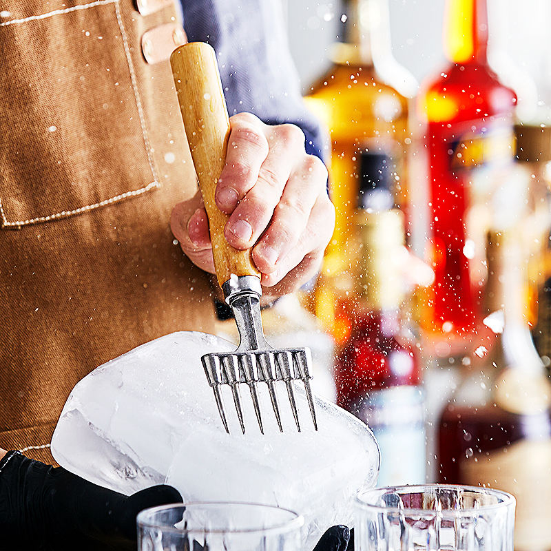 Ice Carving Tools with Wood Handle Ice Pick 6-Point Ice Chipper