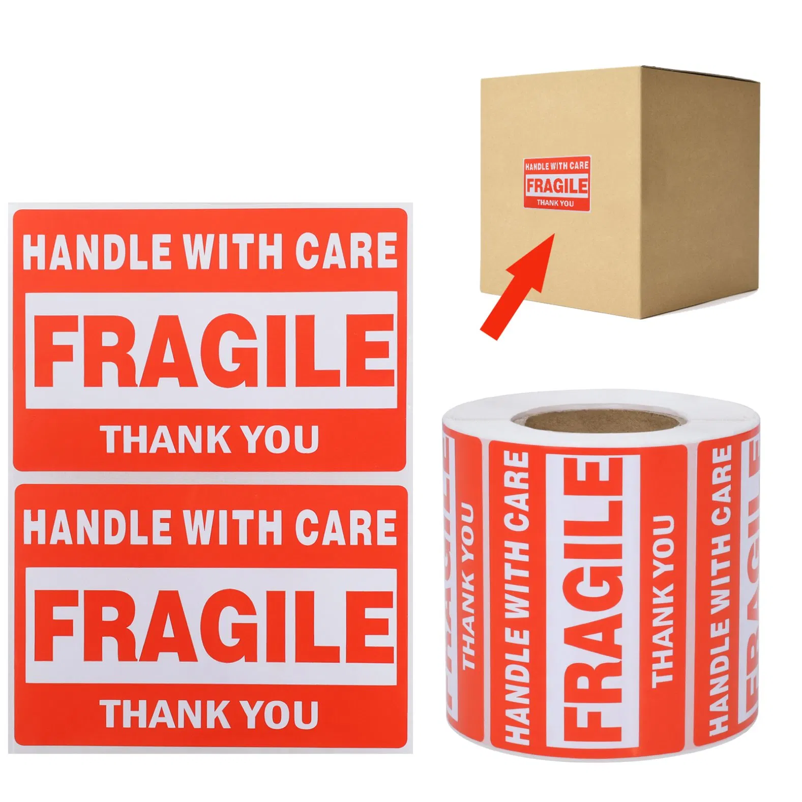 2 Inch X3 Inch Shipping Warning Fragile Warning Thank You Sticker Labels Waterproof