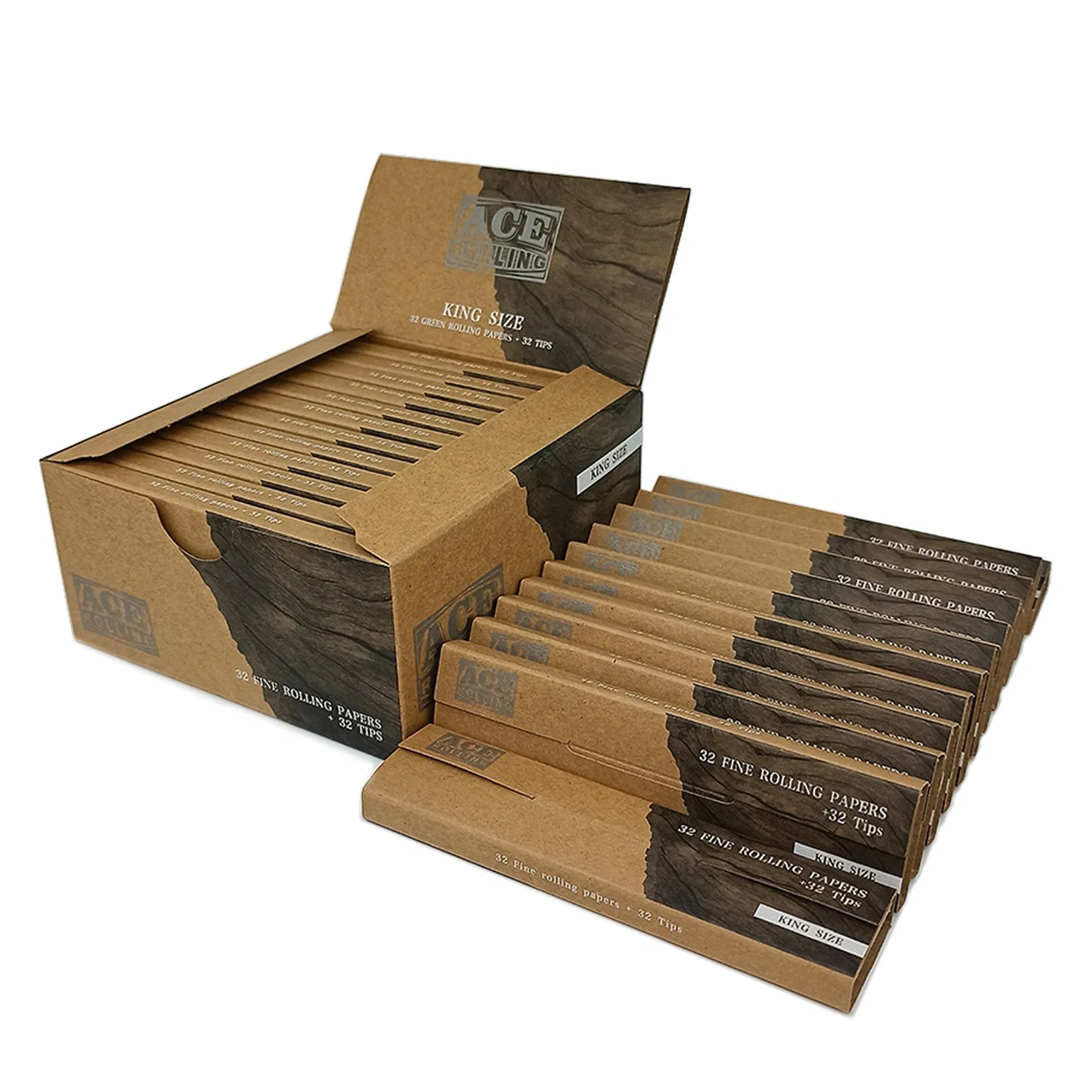 Customized Hot Deal Kingsize Organic Smoking Cigarette Raw Rolling Paper with Tips