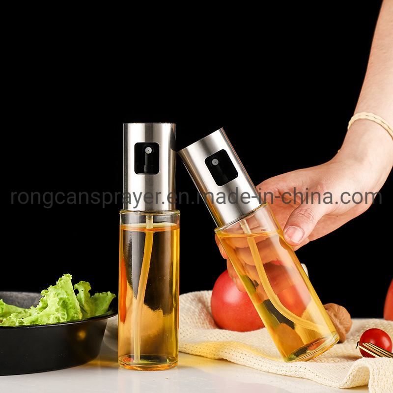 Kitchen Pump Glass Vinegar ABS Glass Bottle Oil Dispenser Olive Jar Oil Sprayer Bottle