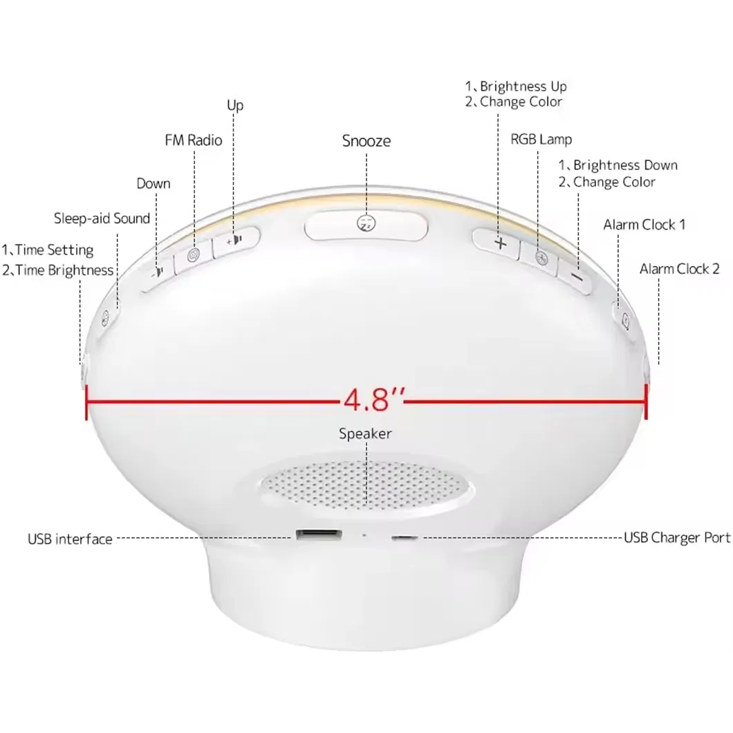 Wake up Lamp RGB Night Lamp LED Table Lamp Baby Sleeping White Noise Sounds Machine Alarm with Clock Colorful Lighting