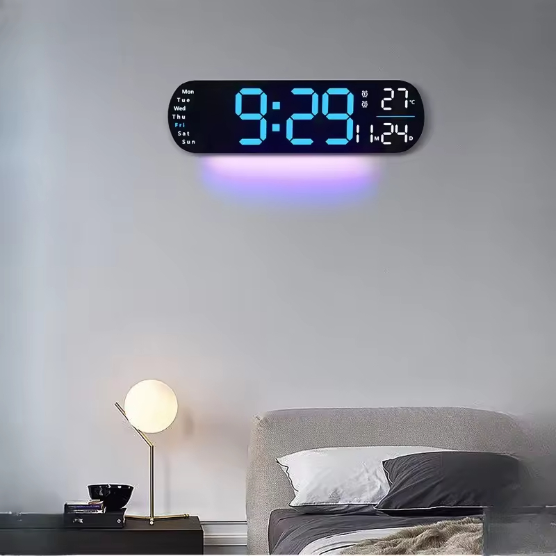 Digital Wall Clock Large Display, 12.5" Large Wall Clock with Color Changing Remote Control, Big Clock with Night Lights