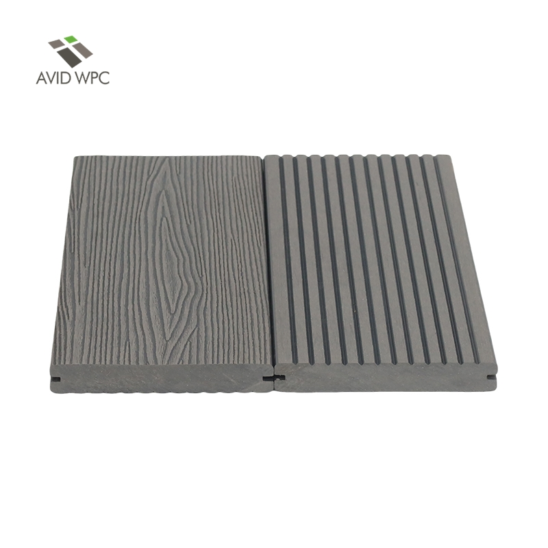 Outdoor Wood Plastic Composite Solid Flooring 3D Embossed WPC Decking