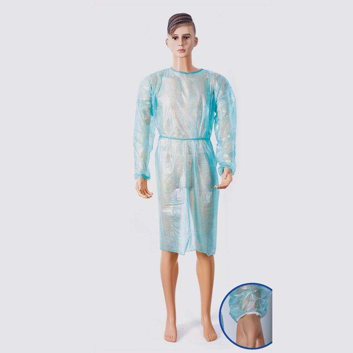 PP+PE Disposable Isolation Gown with Knitted Wrist Cuffs