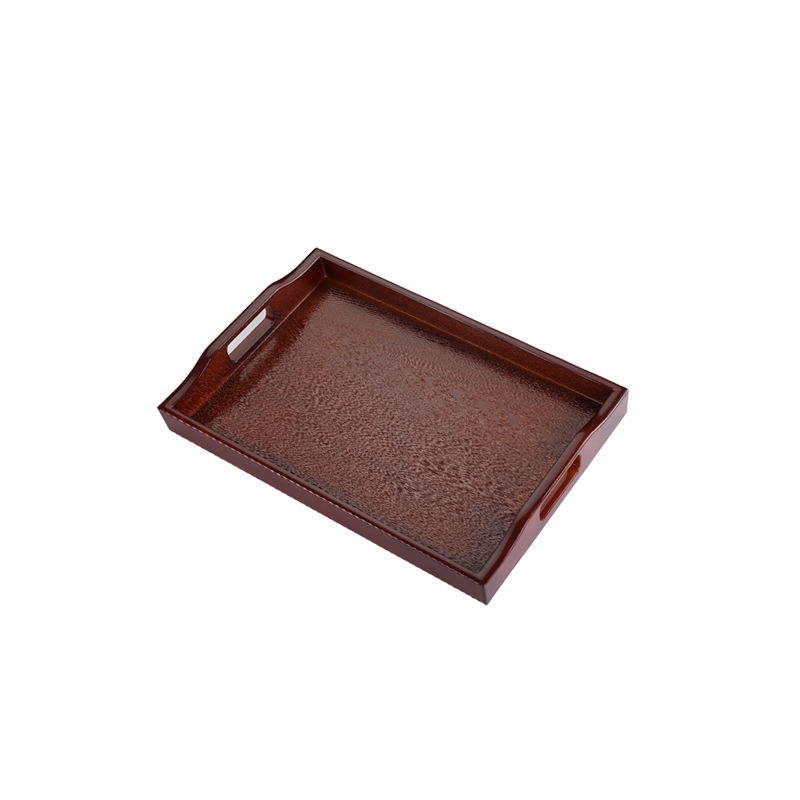 Japanese Izakaya Serving Trays with Handle Deep Wood Grain Pattern ABS Tray Hotel Restaurant Serving Tray