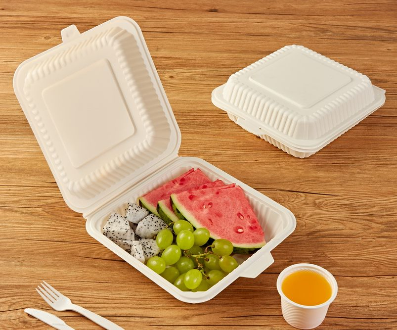 Disposable Eco Friendly Take out Food Containers Biodegradable Cornstarch Clamshell Box