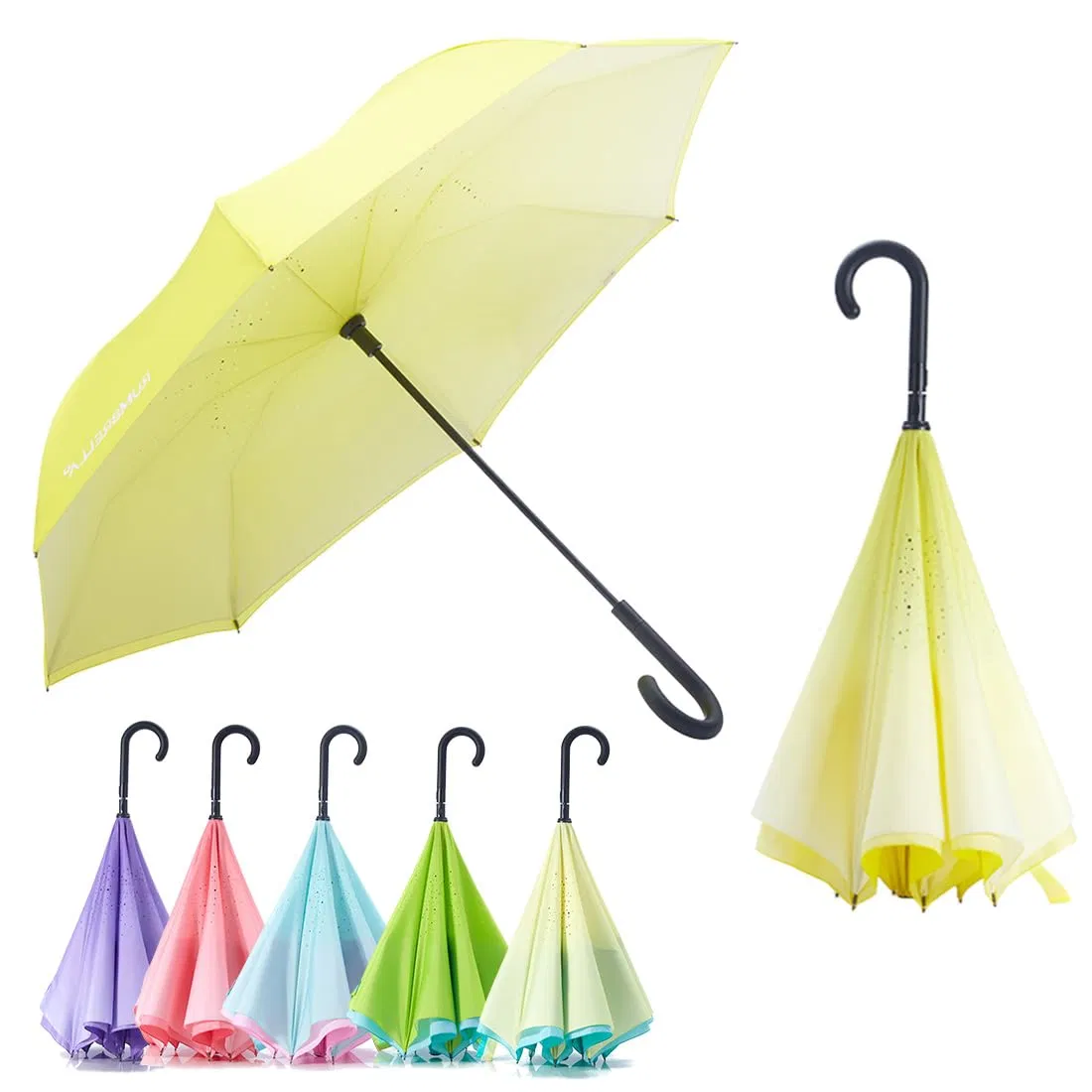 Reverse Umbrella Auto Close Windproof Car Umbrella Inverted with J Hook Handle for Women Girls, Children Reverse Umbrella, Kids Inverted Umbrella