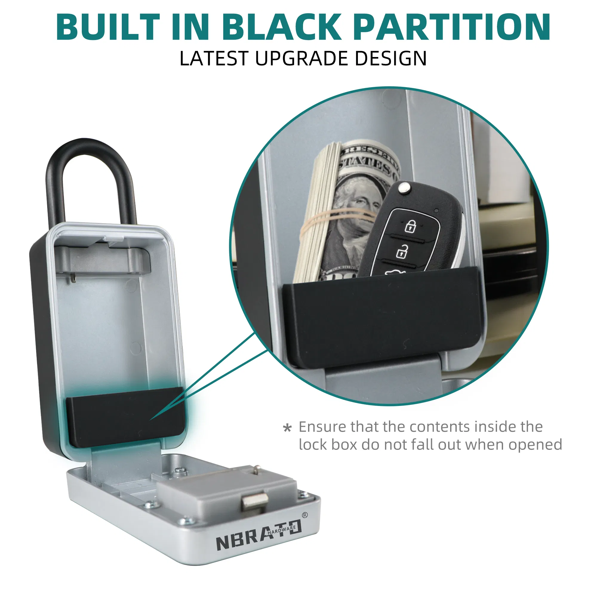 Real Estate Realtor Dealer Spare Key Aluminium Alloy Light Weight Key Storage Lockbox 4 Digit Combination Lock Box