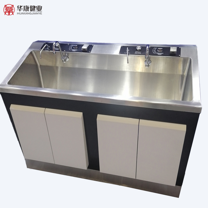 High Quality 304 Stainless Steel Knee Control Panel Scrub Hospital Sink with Mirror