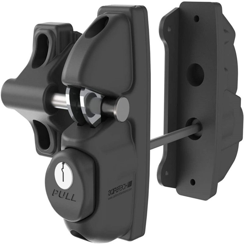 Safetech Hardware Black Key-Lockable Gate Latch