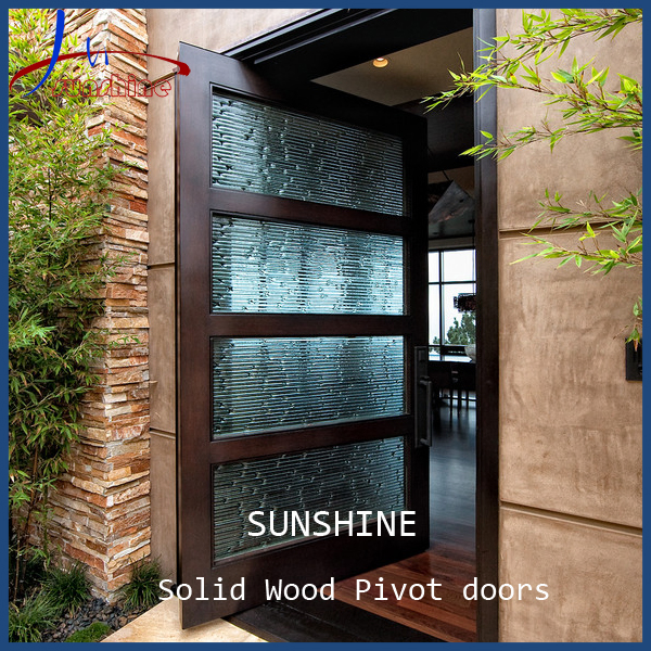 Residential Custom Mahogany Modern Design Exterior Door Solid Wood Pivot Entry Door