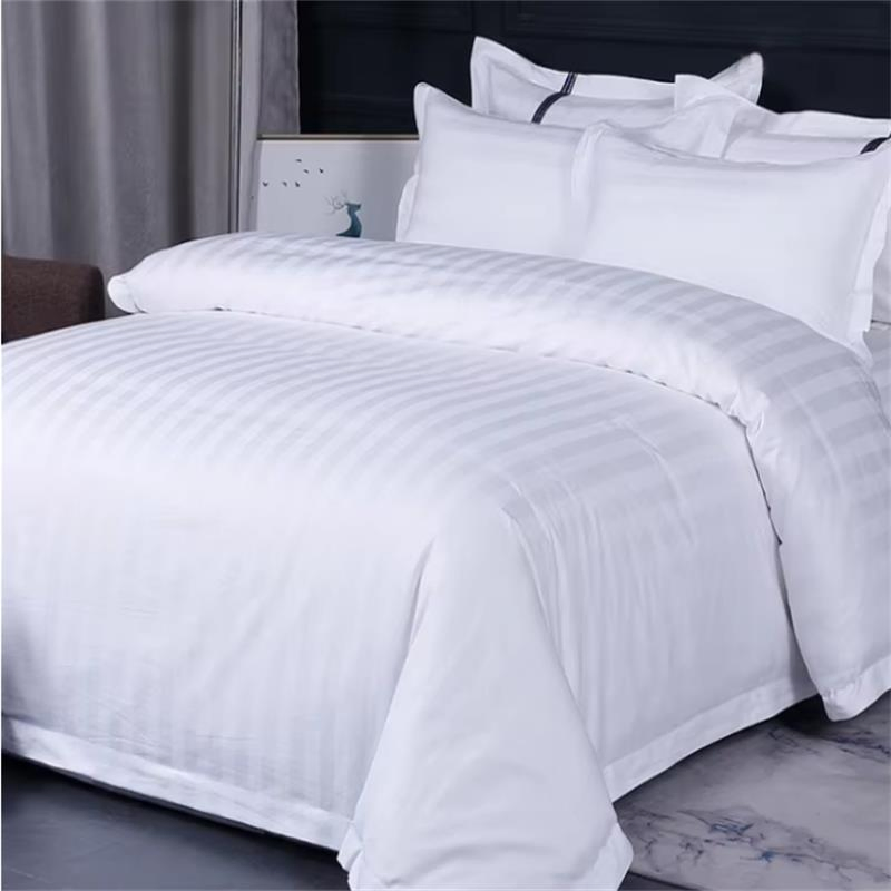 Single Double Queen King Cotton 1 & 3cm Stripe Hotel Bedding Duvet Cover Bed Sheet Set for Hotel