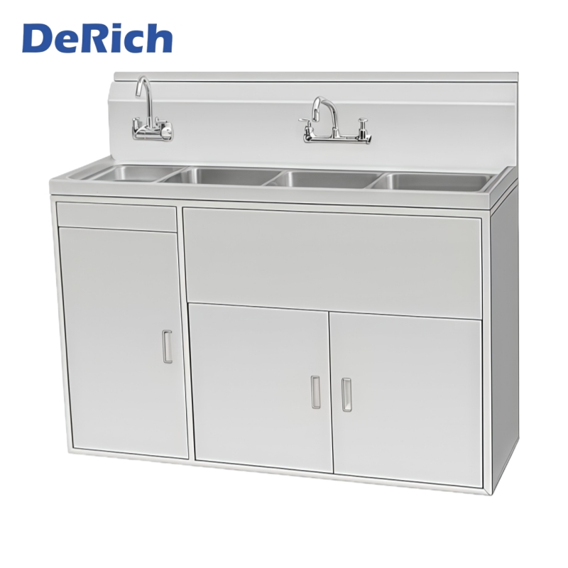 Derich China Made One-Piece Three Position Low Back Plate Automatic Induction Stainless Steel Surgical Medical Sink for Doctors