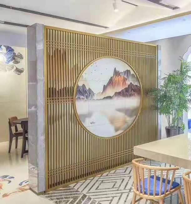 Contemporary Polished Stainless Steel Table Screen Partition Artworks