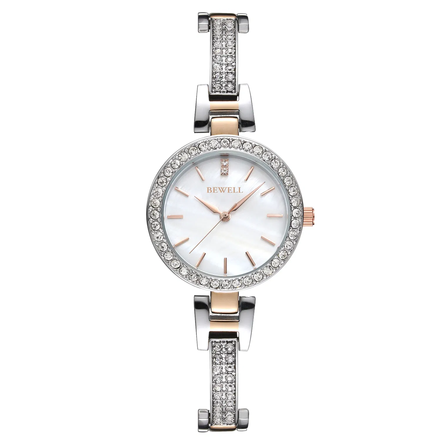 2023 Bewell Diamond Watch Women IP Plated Metal Quartz Bracelet Watch for Women 3ATM Ladies Watches with Bracelets