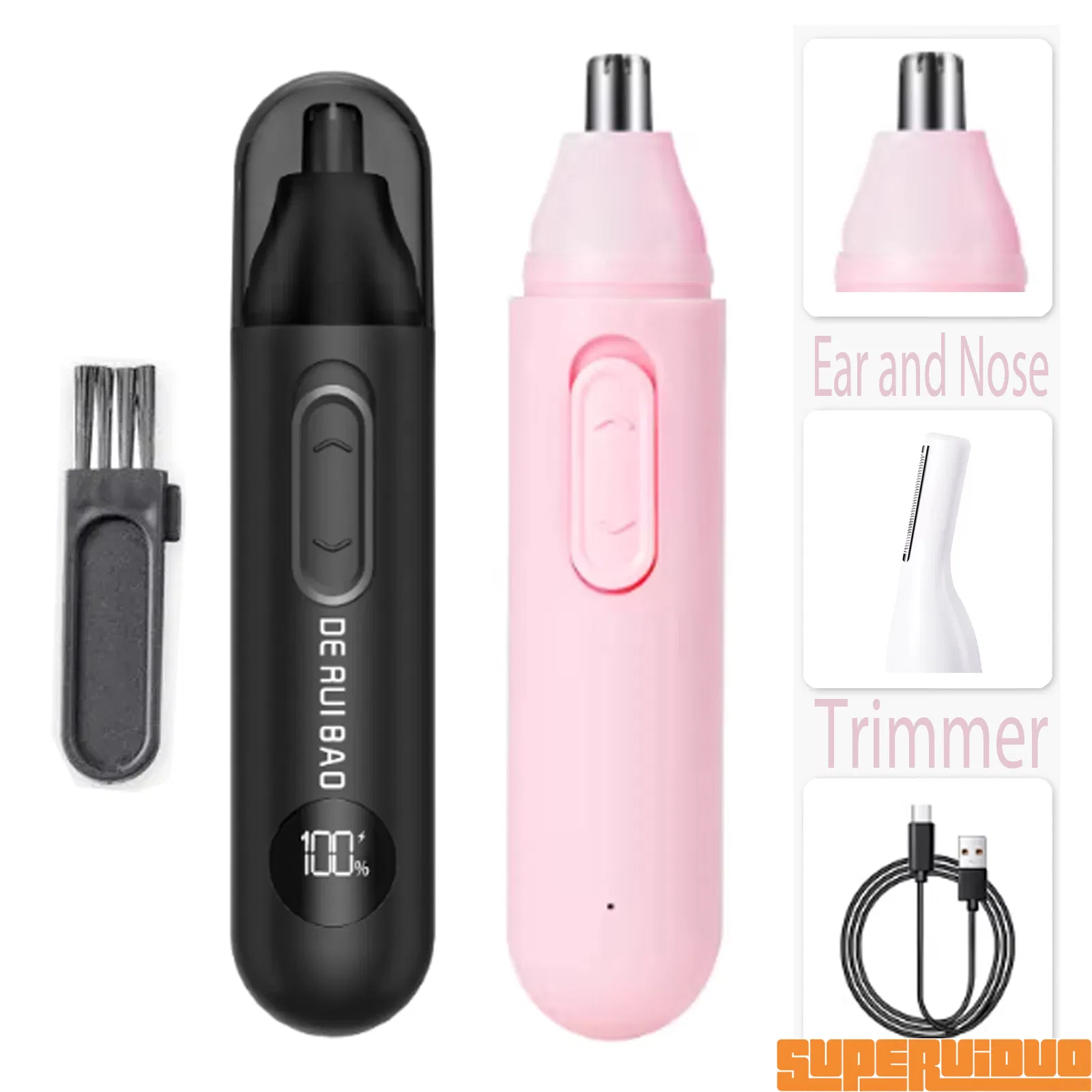 Silent Motor Discrete Facial Grooming Ear and Nose Trimmer