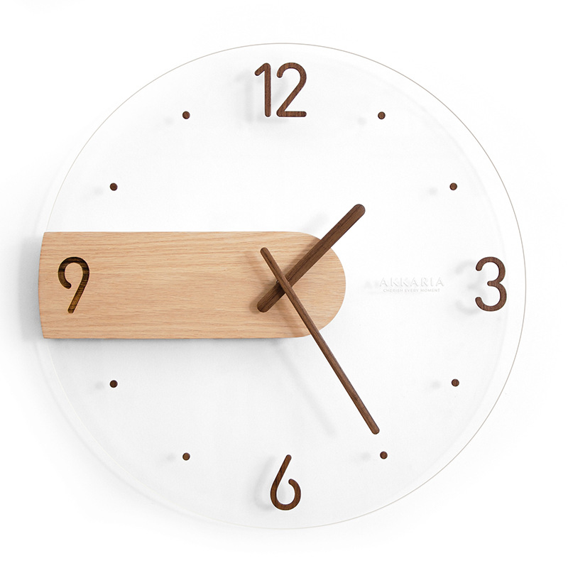 Simple Nordic Wall Clock, Creative Solid Wood Acrylic, Decorative Clock Wall