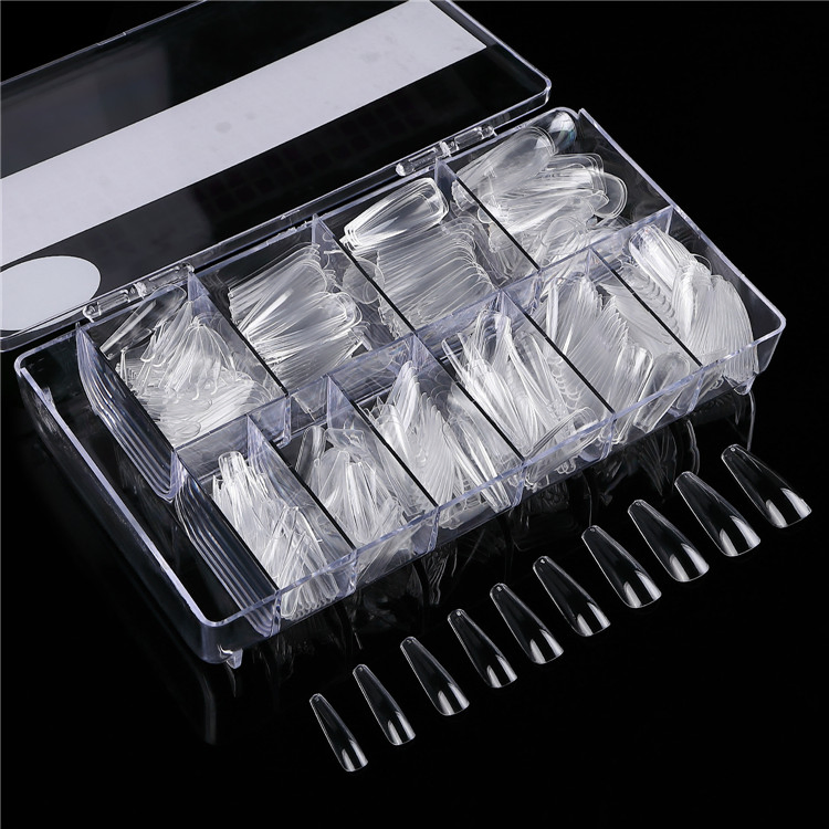 500PCS/Box of Artificial Nails, Nail Art, Ballet Transparent False Nails, Foldable, Seamless, Full Net Red, Long Almond Tip Design, False Nails