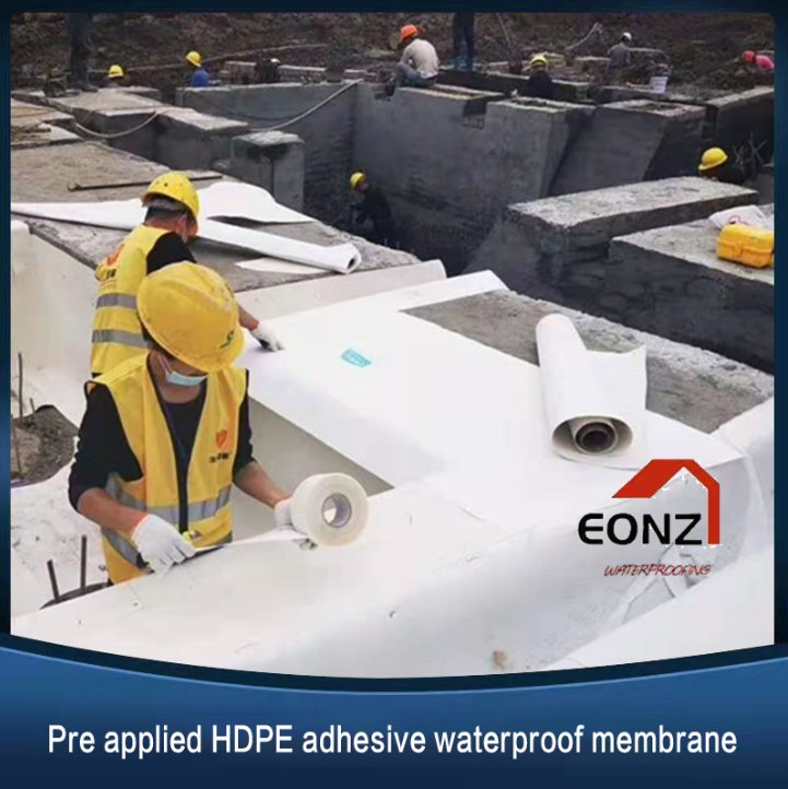Pre-Applied High Polymer HDPE Self Adhesive Waterproof Membrane