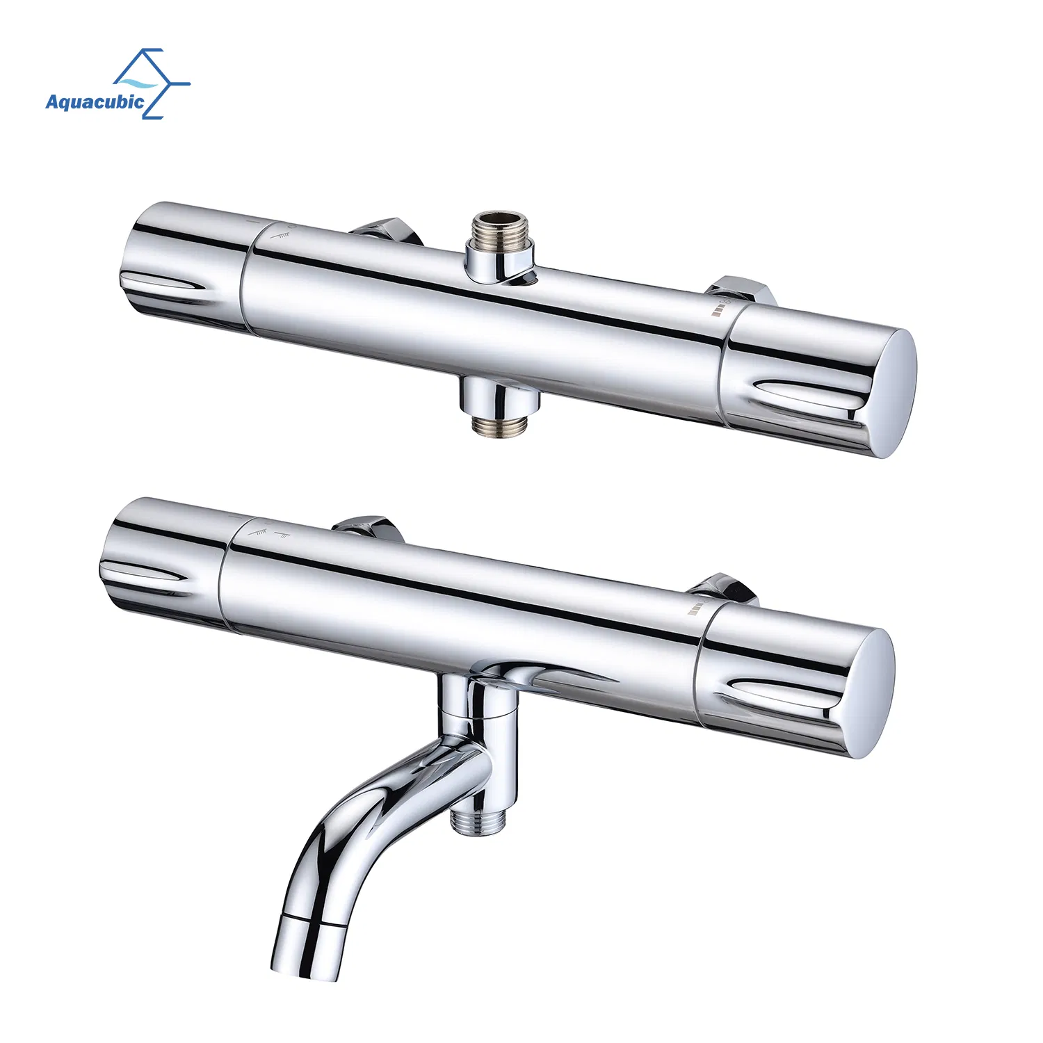 Aquacubic Thermostatic Shower System, 8 Inch Rain Shower Faucet Sets with Adjustable Slide Bar