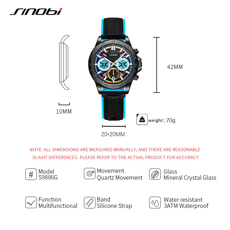 Sinobi S9886g Popular Men's Sports Business Luminous Waterproof Fashion Quartz Watch