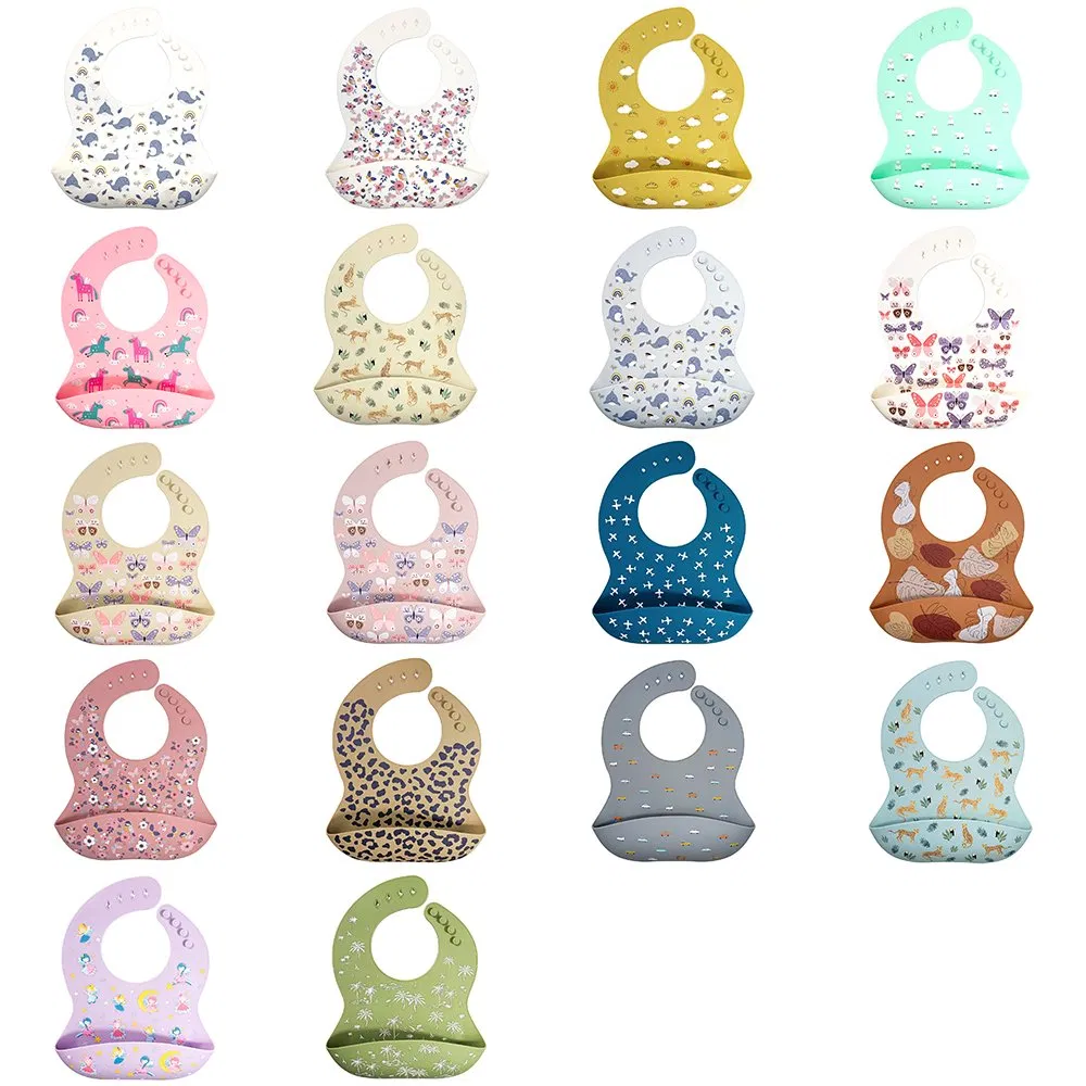 Personalized Design Custom Logo Silicone Baby Waterproof Bib Wholesale BPA Free Toddlers Bib