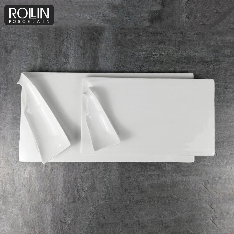 Japan Style Divided Plate Rectangular Plate Sushi Plate Flat Plate