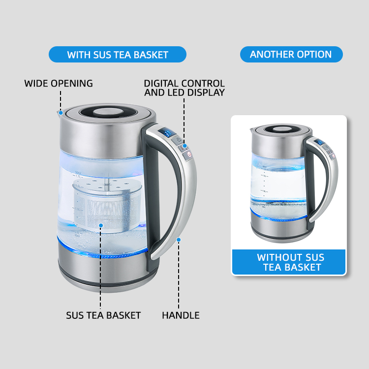 Jewin Kitchen Intelligent Electric Digital Kettle 2200W 1.7L 360 Cordless Jug Kettle