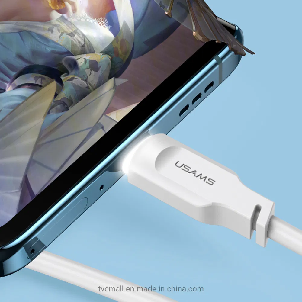 New Usams Us-Sj568 Lithe Series 1.2m Type-C to USB 6A Fast Charging Data Transfer Cable with LED Indicator - White
