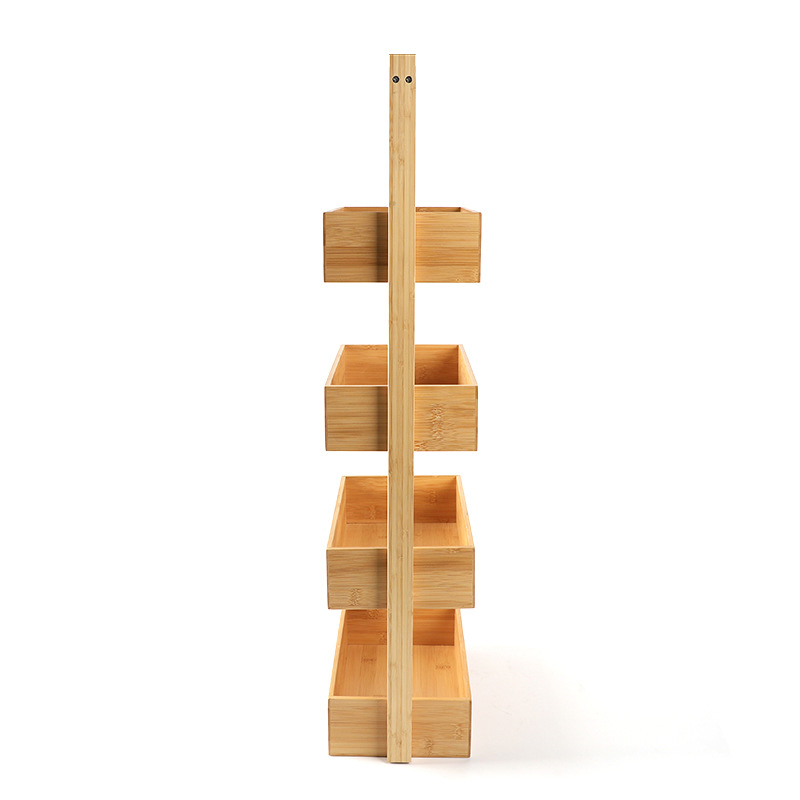 Modern Bamboo American-Style Bathroom Shelving Unit Storage Display Stand