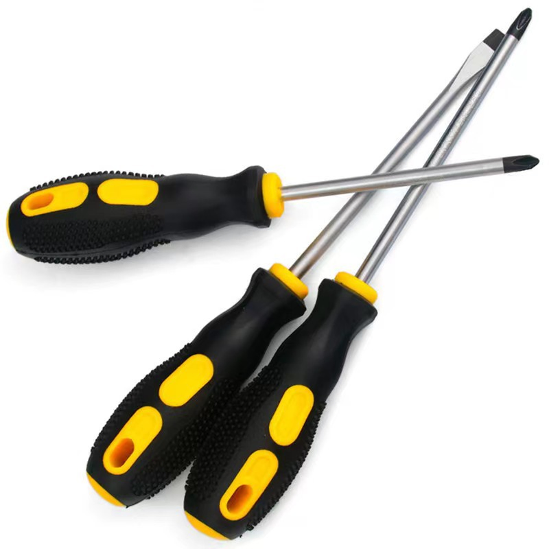 Hardware Tools Massage Handle Rubber Coated Cross Manual Strong Magnetic Screwdriver