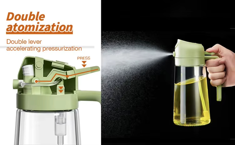 New Upgrade 2 in 1 Glass Olive Oil Mister Sprayer Dispenser Spray Bottle for Kitchen and Air Fryer Barbecue Salad Diffuser Oil Sprayer