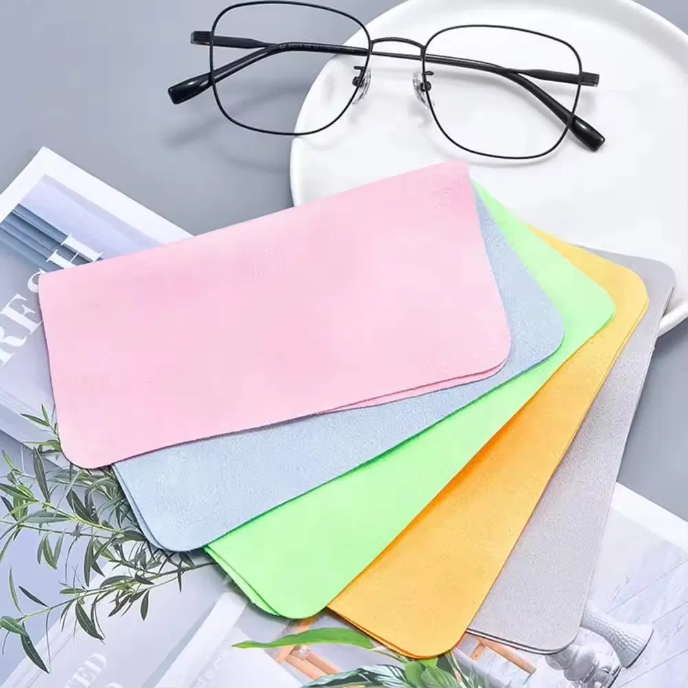 Soft Microfiber Suede Eco-Friendly Eyeglass Cloth for Phone and Glasses Screen Cleaning with Square Pattern