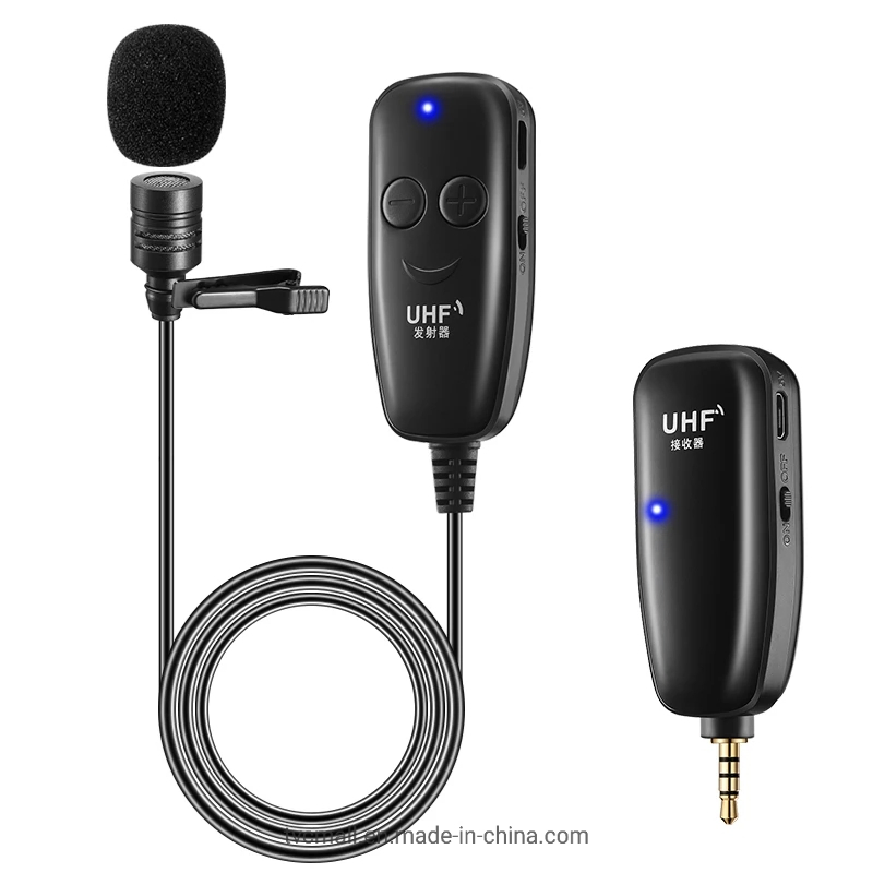 UHF 50m Interview Voice Recording Mic System Speaker Wireless Lavalier Lapel Microphone for iPhone Android DSLR Camera