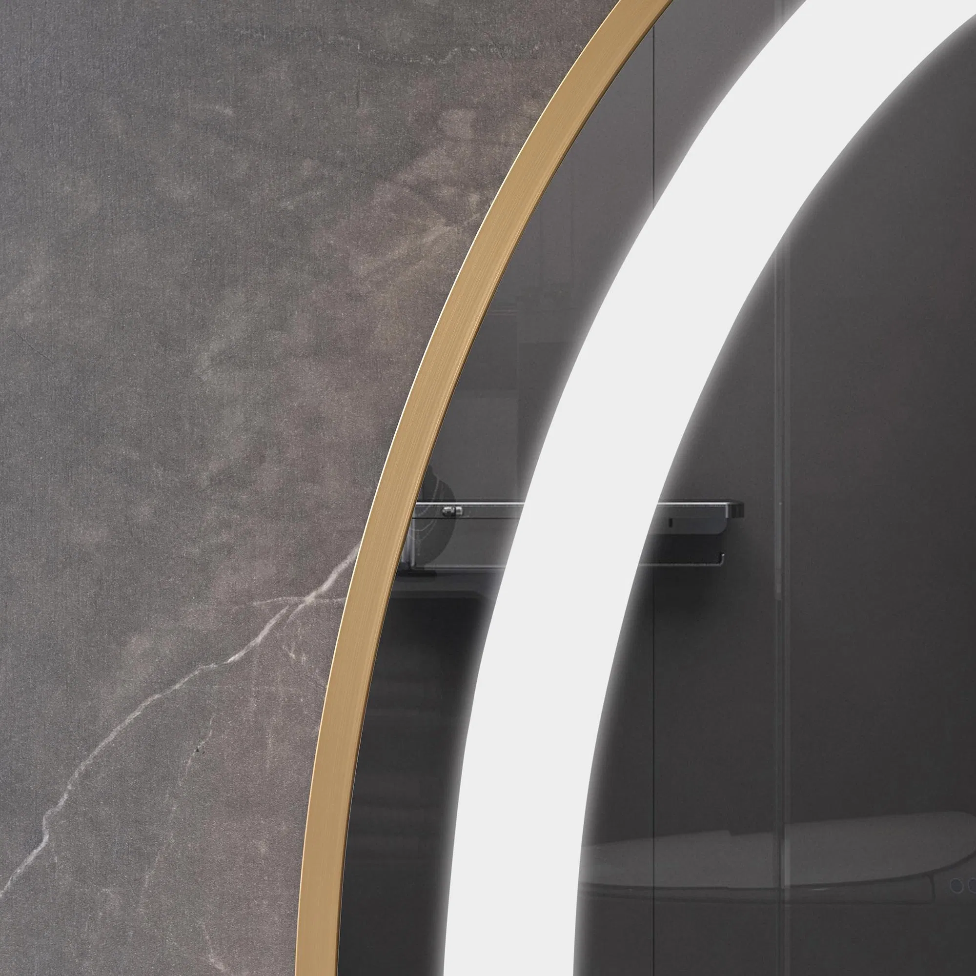 Gold Sandblasted 60×80 Oval LED Wall-Mounted Bathroom Vanity Mirror Espejos