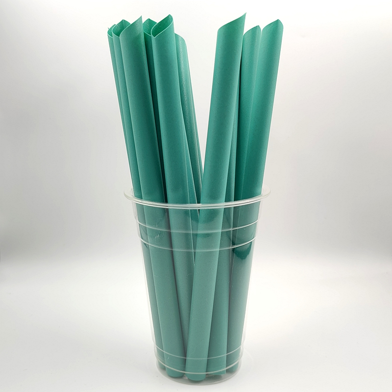 Composable Custom Plastic Coffee Grounds Green Straws with Logo
