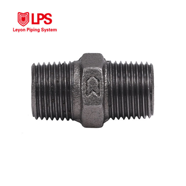 Leyon FM UL Fire Protection System Fire Fighting Fire Sprinkler System Pipe Fitting Black Hexagon Nipple