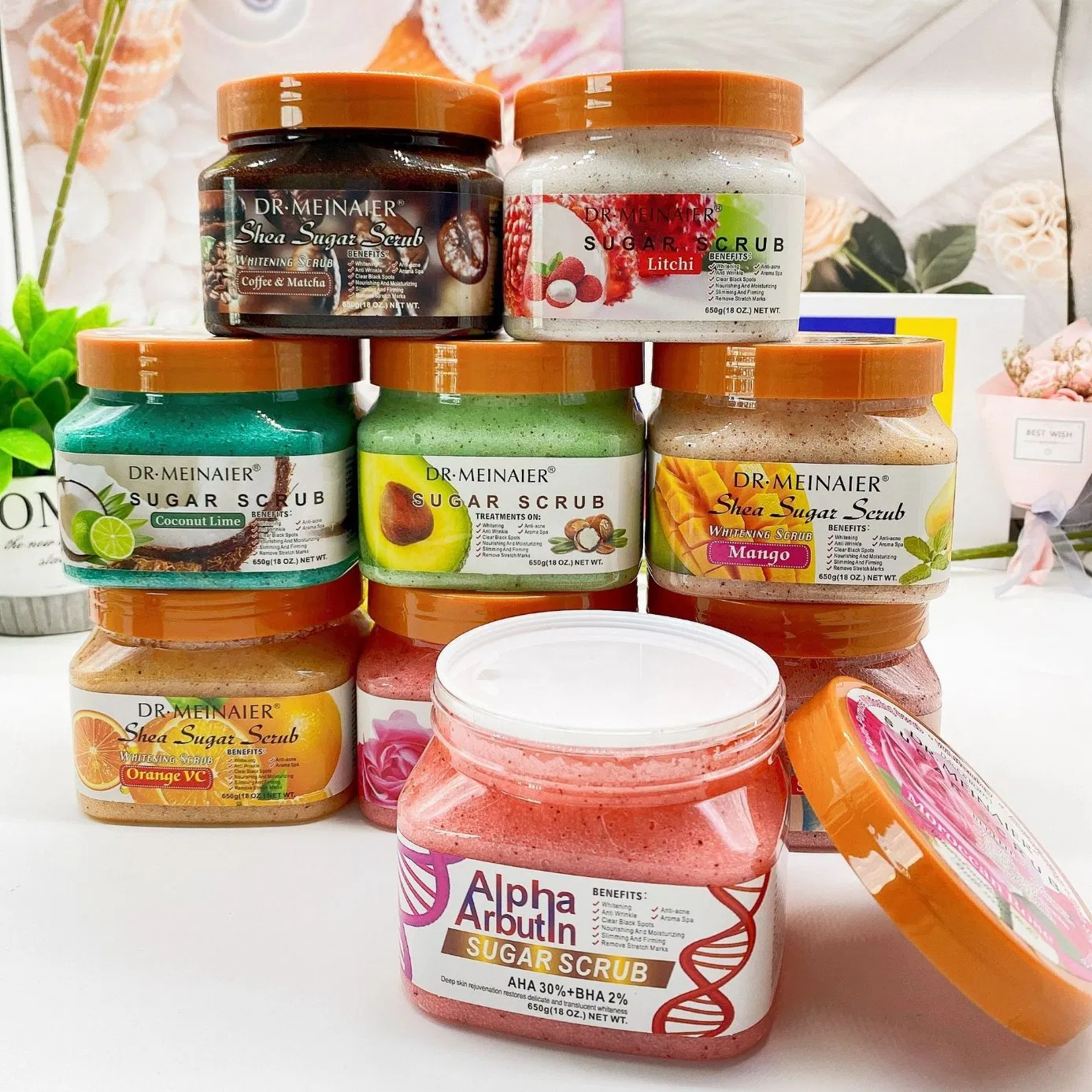 Shea Butter Mango Bath Salt Scrub Fruit Acid Alpha Arbutin Sugar Scrub