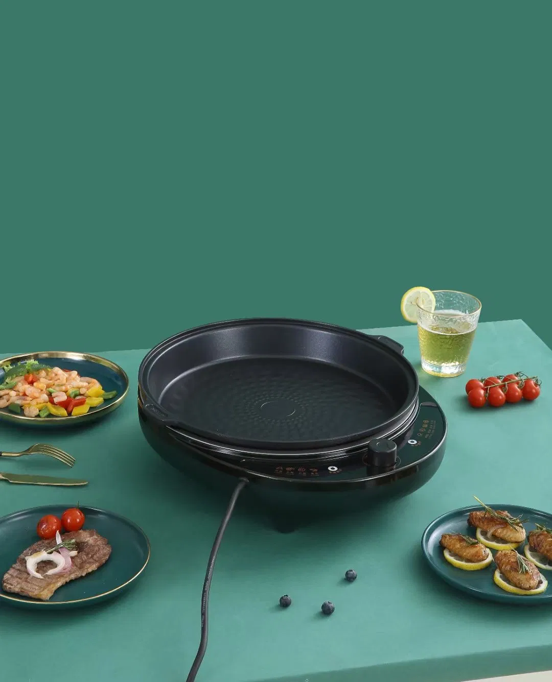 Electric Barbecue Grill with Reverable Pan Non-Stick Coating