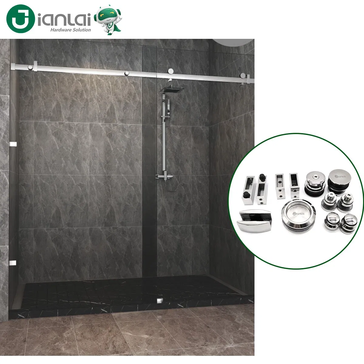 Stainless Steel Frameless Sliding Shower Door Cabin Accessories