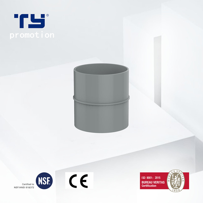 DIN Standard PVC-U Fitting Plastic Pipe Coupling with Central Stop