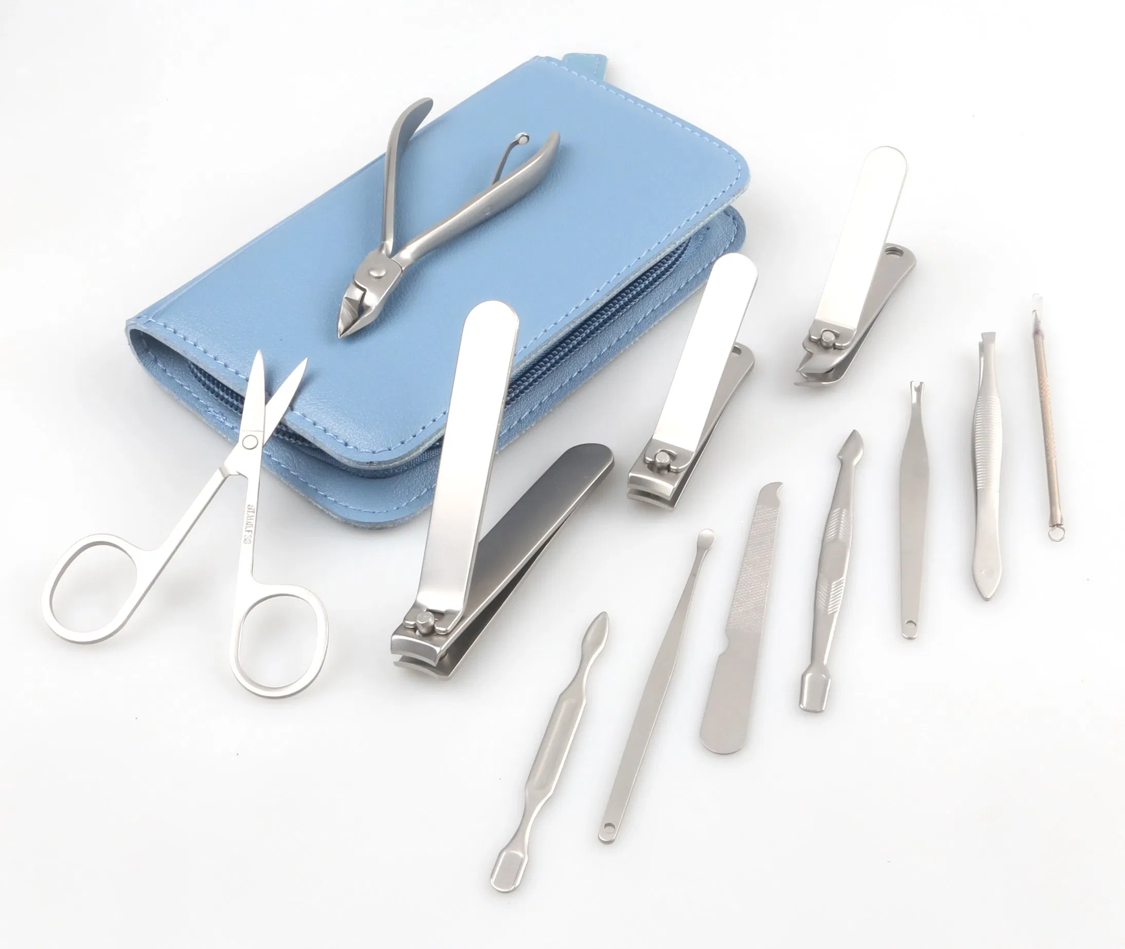12PCS Portable Nail Cutter Stainless Steel Nail Clippers Pedicure Manicure Set Factory Price (SE-MS010)